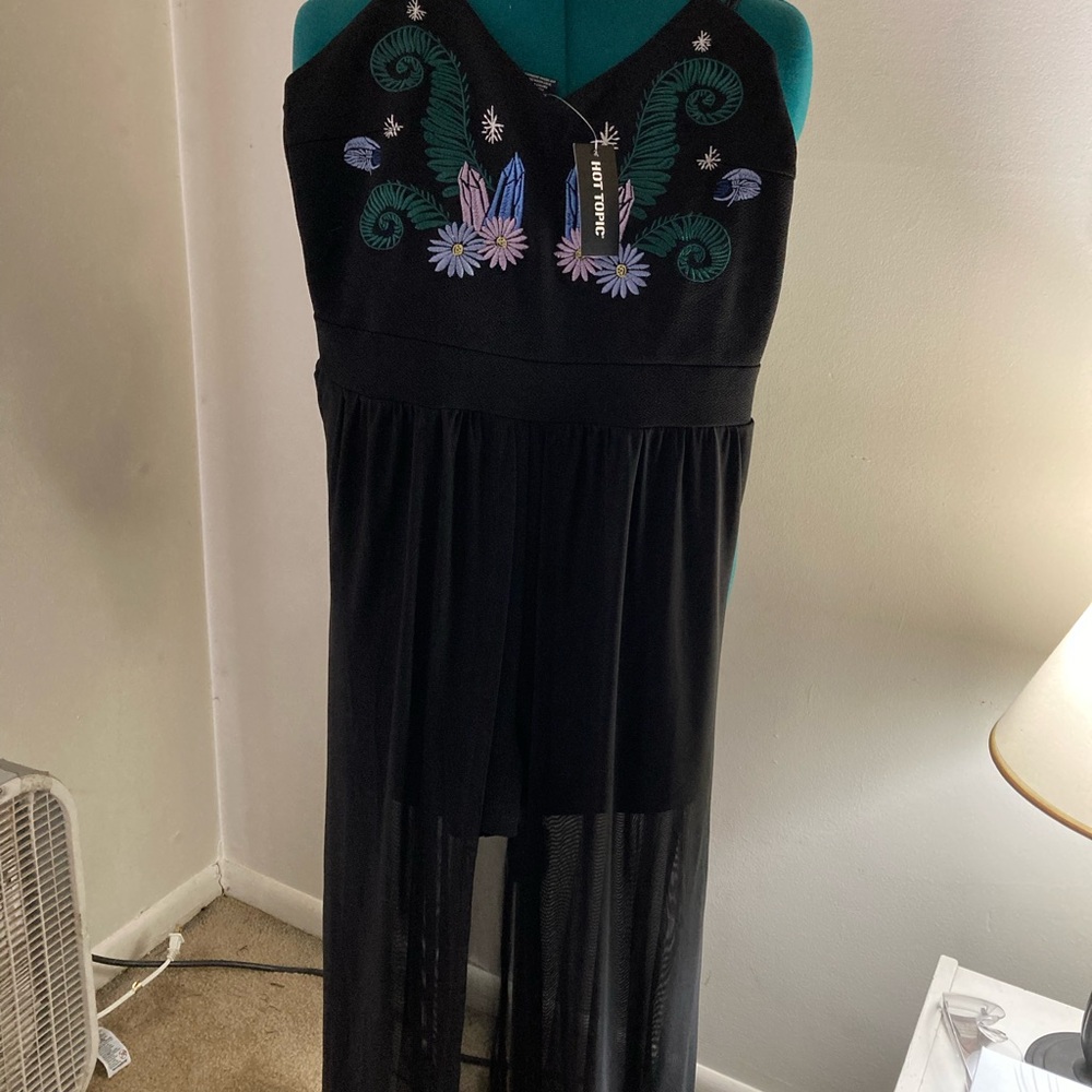 NWT Hot Topic Witchy Embroidered Black Romper